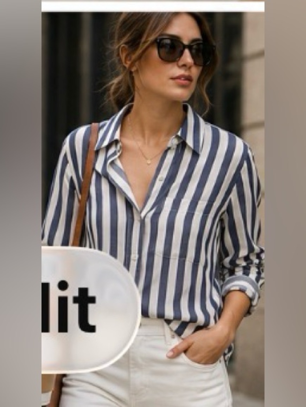 Equipment Femme 100% Silk Blue & Ivory Striped Button Down Blouse M